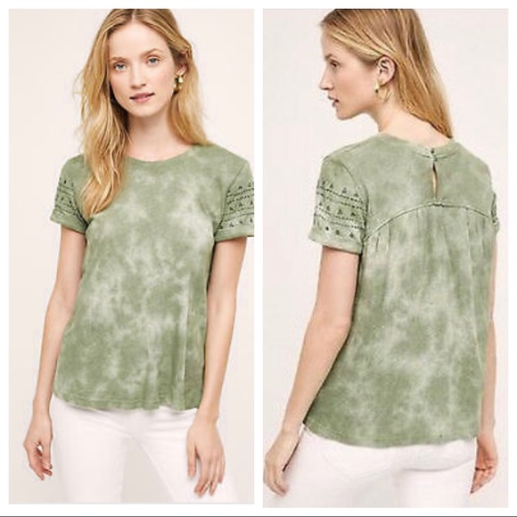 Anthropologie Tops - Anthropologie Akemi & Kin dayana tie dye short sleeve boho embroidered tee shirt